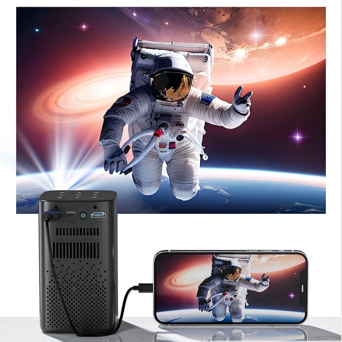 AERIUM P8000 DLP Wi-Fi Super Bass mini hordozható projektor akkumulátorral